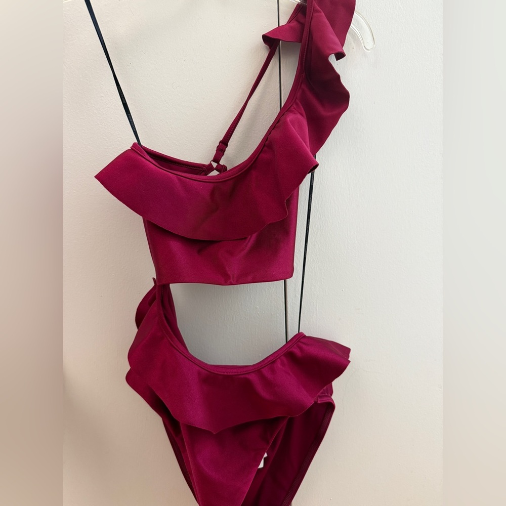 Zimmermann Deep Red Ruffled One Piece - Picture 4 of 4